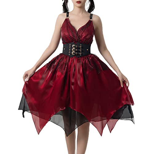 Viktorianisches Kleid Renaissance Kleid Steampunk Rock Kleider Damen Unregelmäßiges Sling Mittelalterliches Hochzeitskleid XL von CR ROLECOS