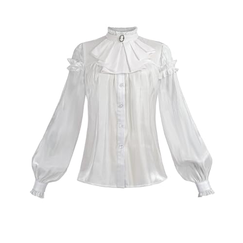 CR ROLECOS Viktorianische Bluse Damen, Vintage Gothic Lolita Hemd, Langärmelig Renaissance Bluse Tops XXL von CR ROLECOS