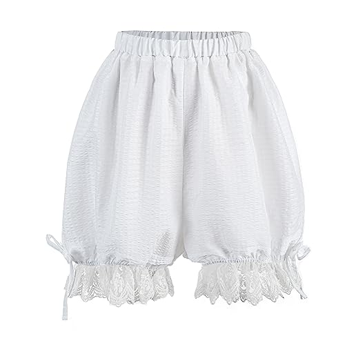 CR ROLECOS Vintage Rüschen Shorts Bloomers Shorts Damen Vintage Bloomers Shorts Vintage Shorts Damen Viktorianische Shorts mit Spitze Tüllrock XXL/3XL von CR ROLECOS