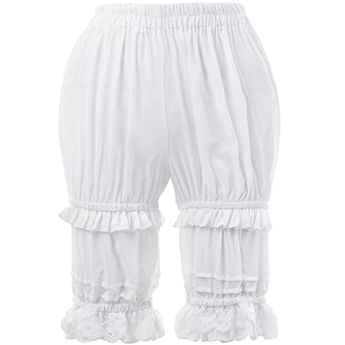 CR ROLECOS Women's Weiße Bloomers Shorts, Steampunk Bloomer, Sicherheitshose Unterwäsche Leggings Pumphose Ruffled Lace Pumpkin Short Pantaloons Under Pants XL von CR ROLECOS