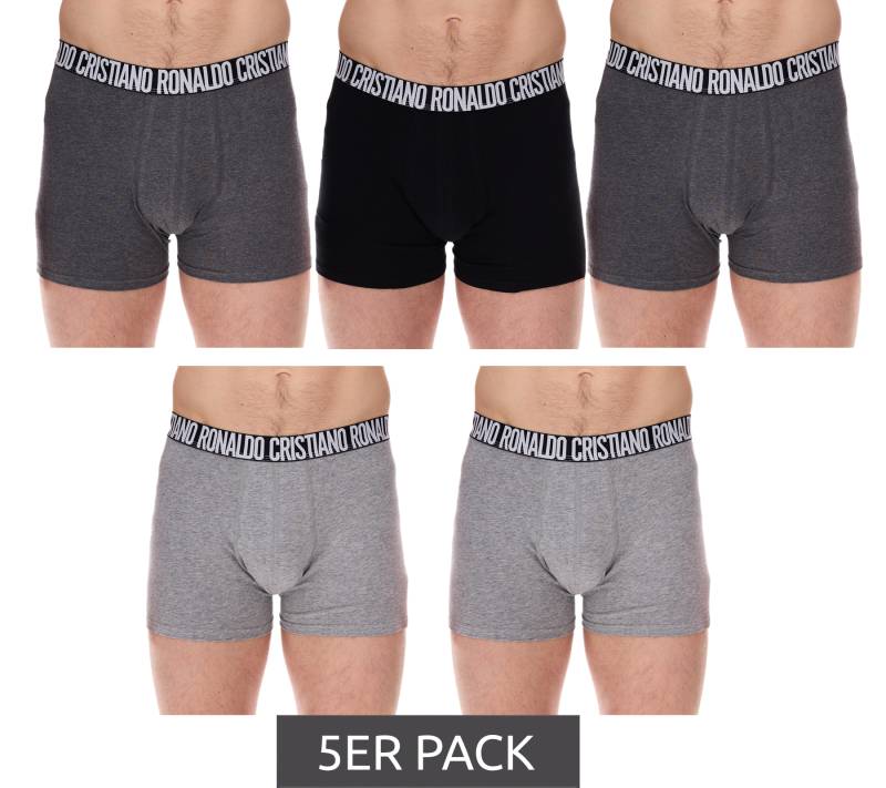 5er Pack CR7 CRISTIANO RONALDO Basic Trunk Herren Boxershorts atmungsaktive Baumwoll-Unterhose Unterwäsche 300-8125-49-2312 Grau/Anthrazit/Schwarz von CR7 CRISTIANO RONALDO