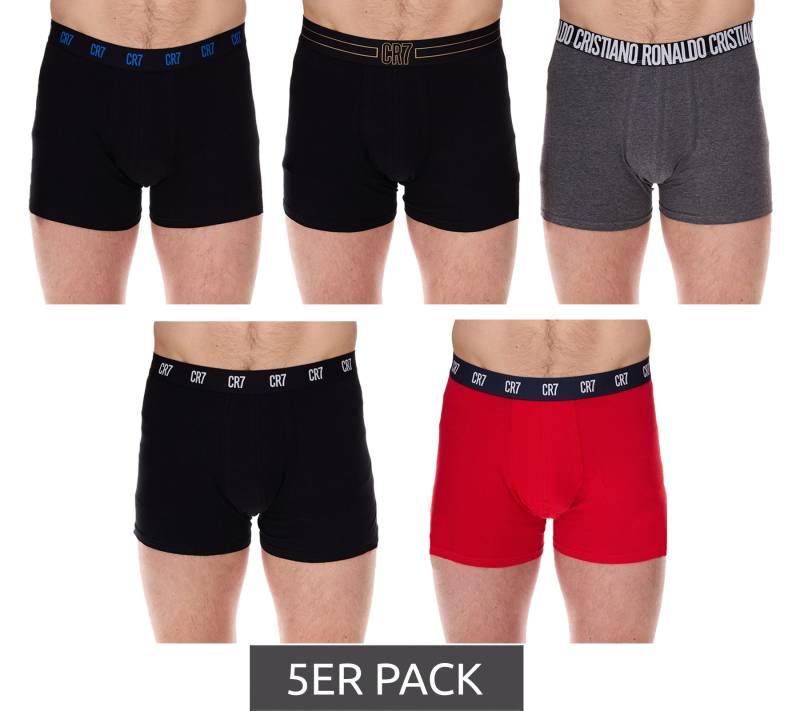 5er Pack CR7 CRISTIANO RONALDO Basic Trunk Herren Boxershorts atmungsaktive Baumwoll-Unterhose Unterwäsche 300-8125-49 Rot/Grau/Navy/Schwarz/Bunt/Gold von CR7 CRISTIANO RONALDO