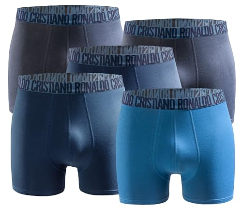 CR7 - 5er Pack Boxershorts Trunk Herren - by Cristiano Ronaldo - Blue-Mix - Gr. M von CRISTIANO RONALDO