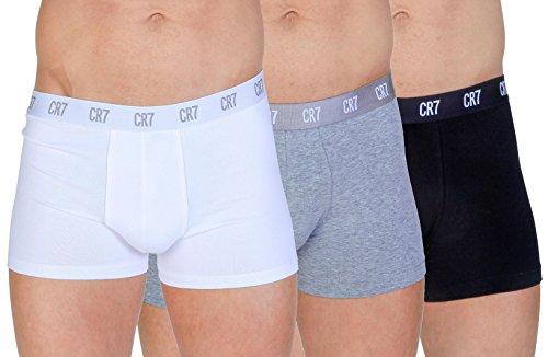 CR7 CRISTIANO RONALDO Herren Enganliegende Boxershorts (3er-Pack), Mehrfarbig (Schwarz/Grau/Weiß), XL von CR7