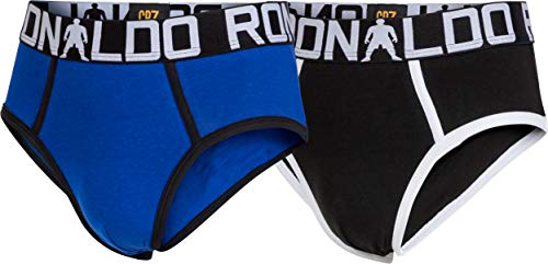 CR7 CRISTIANO RONALDO Jungen Line Brief 2-Pack Enganliegende Boxershorts, Schwarz-Blau, 4/6 von CR7