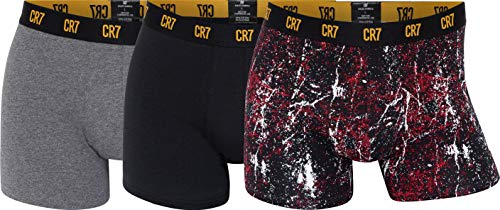 CR7 Cristiano Ronaldo Herren CR7 3-Pack Men's Cotton Fashion Trunk Badehose, Schwarz/Grau/Schwarz Multi, L von CR7