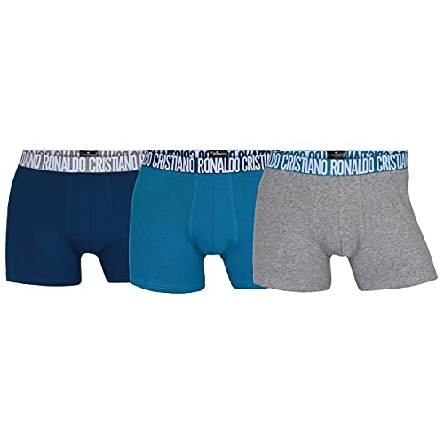 CR7 Cristiano Ronaldo Herren CR7 Cotton Fashion Trunks Three Pack Badehose, Blau/Grün/Grau, M von CR7