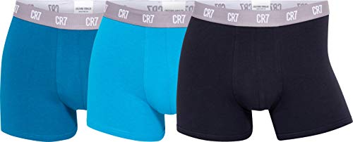 Cristiano Ronaldo Herren Cr7 Trunk aus Baumwolle, 3er-Pack Badehose, Marineblau/Blau/Hellblau, S von CR7