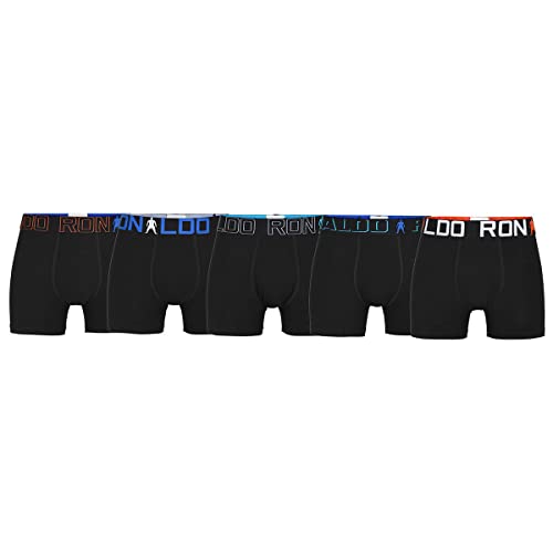 CR7 Cristiano Ronaldo Jungen CR7 5-Pack Boy's Cotton Trunk Badehose, Schwarz, 140 von CR7