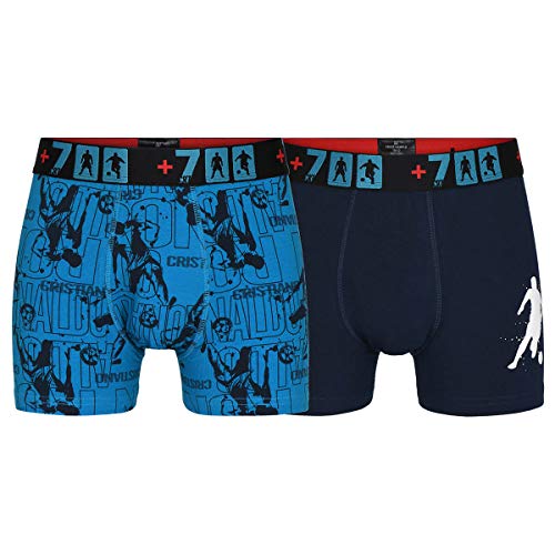 CR7 Cristiano Ronaldo Jungen CR7 Boys Cotton Fashion Trunks Two Pack Badehose, Marineblau/Blauer Druck, 4-6 Jahre von CR7