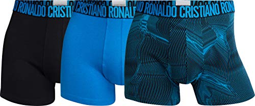 CR7 Herren 3-Pack Men's Cotton Trunk Badehose, Black, Blue, Sports Blue, 2XL von CR7