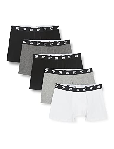 CR7 Herren Cotton Trunks Five Pack Boxershorts, Black/Grey/White, XL, 8106-49-2400 von CR7