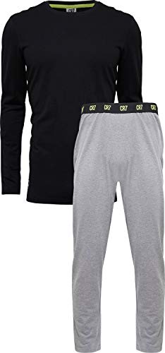 CR7 Herren Men's Long Sleeve Pyjama Set Pyjamaset, Black, M von CR7
