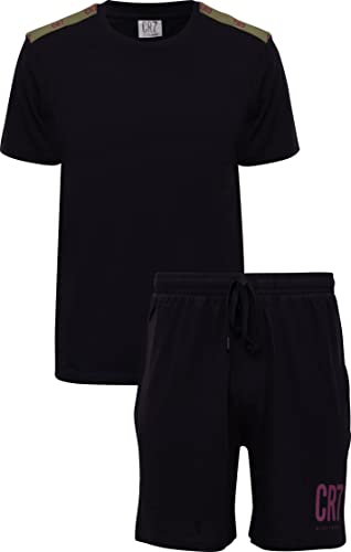 CR7 Herren Schlafanzug Kurzarm Pyjamaset, Schwarz, XL von CR7