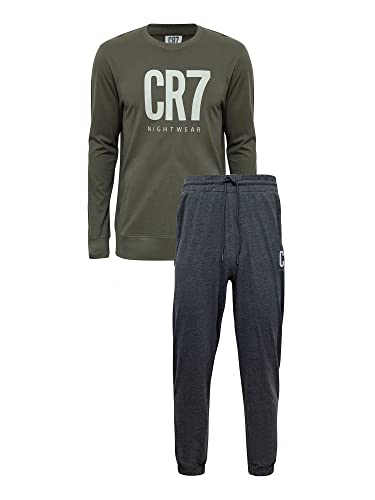 CR7 Herren Schlafanzug Langarm Pyjamaset, Mehrfarbig, XXL von CRISTIANO RONALDO