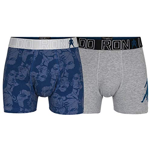 CR7 Jungen Boys Cotton Fashion Trunks Two Pack Badehose, Grau/Blau, 13-15Y von CR7