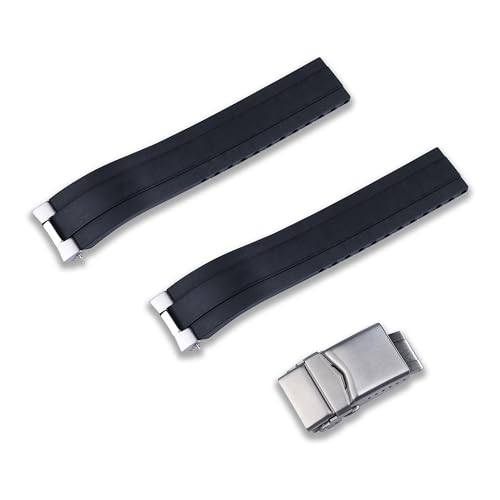 CAFTER BLUE MX03-813 Ersatzarmband aus FKM-Kautschuk mit Uhrenendgliedern für Seiko Speedtimer SSC813, SSC815, SSC817, SSC819, SSC909, SSC933, Schwarz von CRAFTER BLUE