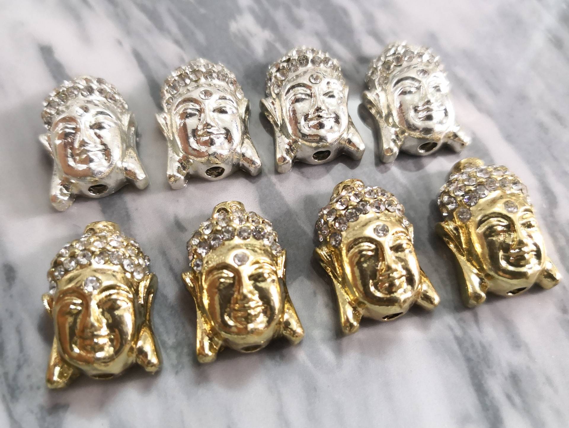 10 Stück Buddha-Kopf Perlen, Strass Buddha Buddha-Kopf, Spacer Perlen Für Die Schmuckherstellung von CRAFTSEXTRA