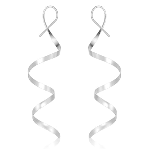 CRAFTYMELODY 1 Paar Spiral Einfädler Ohrringe Für Damen 925 handgefertigte Sterling Silber Mit Gedrehter Spirale Gebogene Lineare Durchzieh von CRAFTYMELODY