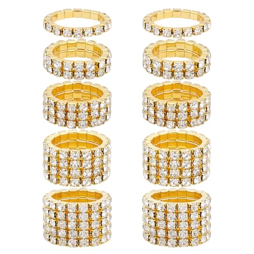 CRAFTYMELODY 10 Stück 5 Stile Strass Elastische Fingerringe Goldener Strass Stretch Ring Stapelbarer Funkelnder Diamant Elastisches Band Ring Set CRAFTYMELODY 10 Stück 5 Stile Strass Elastische Fingerringe Goldener Strass Stretch Ring Stapelbarer Funkelnder Diamant Elastisches Band Ring Set von CRAFTYMELODY