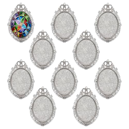 CRAFTYMELODY 10 Stück Bild Anstecknadeln Brosche Im Tibetischen Stil Cabochon Fassung Leere Lünette Ovale Broschennadeln Fotonadeln 40x30mm Tablett Zur Schmuckherstellung von CRAFTYMELODY