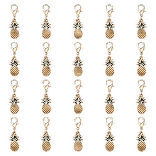 CRAFTYMELODY 20 Stück Ananas Schlüsselanhänger Gelbe Emaille Legierung Ananas Taschenanhänger Süßer Schlüsselanhänger Fruchtanhänger Goldener Anhänger Dekor Mit Schlüsselringverschluss von CRAFTYMELODY