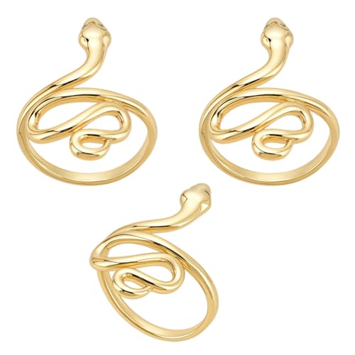 CRAFTYMELODY 3 Stück Schlangenring Goldmessing Verstellbar Statement 16.7mm Durchmesser Schlangenwickelring Retro Gothic Vintage Tier Stapelring Für Männer Und Frauen von CRAFTYMELODY