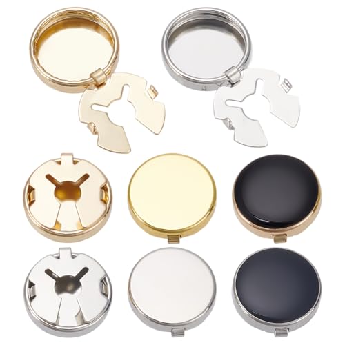 CRAFTYMELODY 4 Paar 4 Stile Manschettenknopfabdeckungen Aus Messing Manschettenknöpfe Flach Rund Platin Goldene Manschettenknöpfe Für Damen Und Herren Kostümzubehör von CRAFTYMELODY