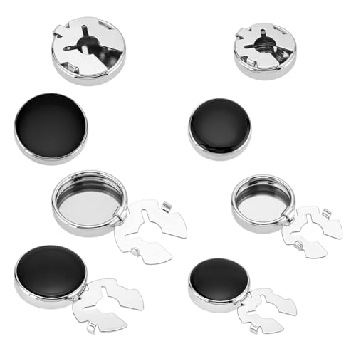 CRAFTYMELODY 4 Stück 2 Stile Knopfabdeckungen Für Herrenhemden Flache Runde Manschettenknöpfe Aus Messing Schwarz Manschetten Hemdmanschettenknöpfe Beschläge Für Bekleidungszubehör von CRAFTYMELODY
