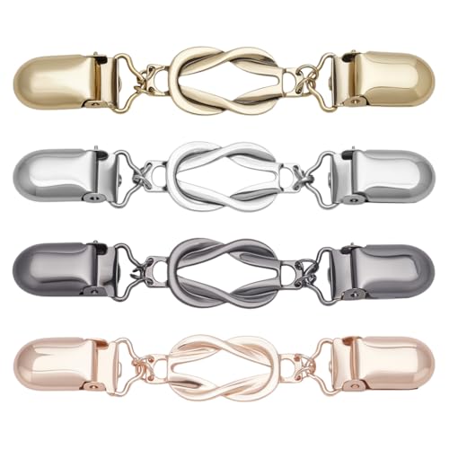 CRAFTYMELODY 4 Stück Cinch Clip 4 Farben Für Pullover Schal Taille Cinch Clip Strickjacke Brosche 115x19.5x2.5mm Antik Roségold/Platin Für Kleidung von CRAFTYMELODY