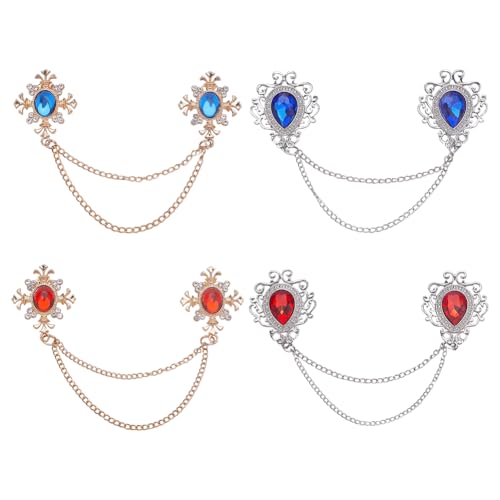 CRAFTYMELODY 4 Stück Pullover Schal Kettenclips 4 Stile Strickjacken Kragenhalter Hemd Strass Dekoration Strickjacken Clip Gold/Platin von CRAFTYMELODY