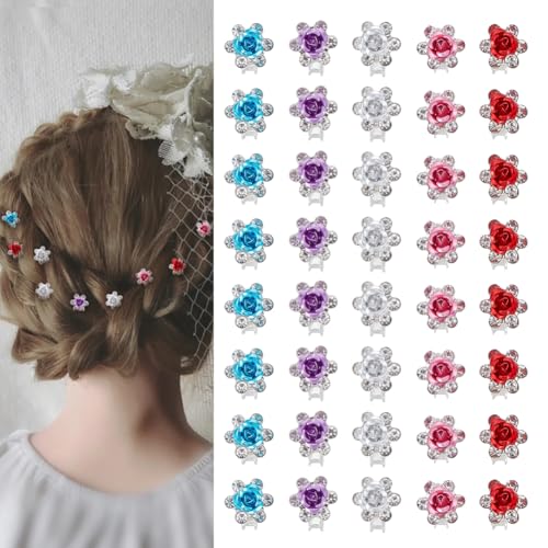 CRAFTYMELODY 40 Stück 5 Farben Mini Strass Haarspangen Eisen Haarverschluss Niedliche Haarspangen Bunte Haarspangen Floral Pins Dekorative Haarschmuck von CRAFTYMELODY