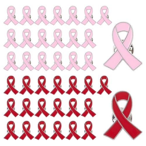 CRAFTYMELODY 40 Stück Bandbrosche Anstecknadeln Anstecknadel 2 Farben Emaille Anstecker Legierungsabzeichen Charity Public Social Awareness Zubehör Großpackung Für Kleidungsdekor von CRAFTYMELODY
