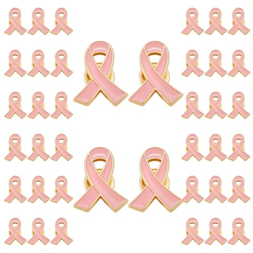 CRAFTYMELODY 40 Stück Broschennadeln Zur Brustkrebs Aufklärung Emaille Pink Ribbon Anstecknadeln Hope Pink Ribbon Anstecknadel Anzug Kostümzubehör von CRAFTYMELODY