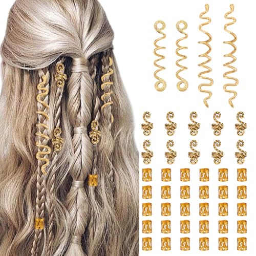 CRAFTYMELODY 44 Stück Legierung Dreadlocks Perlen Gold Haarschmuck Für Loc Haarschmuck Flechten Haar Anhänger Dekoration Clips Serpentinenförmige Haarspangen von CRAFTYMELODY