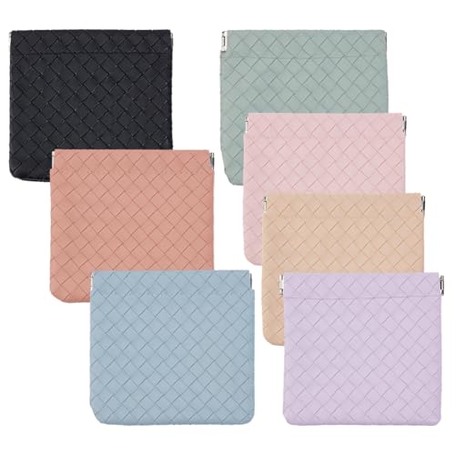 CRAFTYMELODY 7 Stück Kleine Make Up Tasche Für Geldbörse 7 Farben Mini Tasche Rautenstruktur PU Kunstleder Clutch Mini Organizer Mit Druckknopfverschluss von CRAFTYMELODY