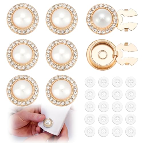 CRAFTYMELODY 8 Knopfabdeckungen Mit Perlen Und Strasssteinen Legierung Flach Rund Weiß Manschettenknöpfe Mit 20 Kunststoffknöpfen Keine Nähknöpfe Clips CRAFTYMELODY 8 Knopfabdeckungen Mit Perlen Und Strasssteinen Legierung Flach Rund Weiß Manschettenknöpfe Mit 20 Kunststoffknöpfen Keine Nähknöpfe Clips von CRAFTYMELODY