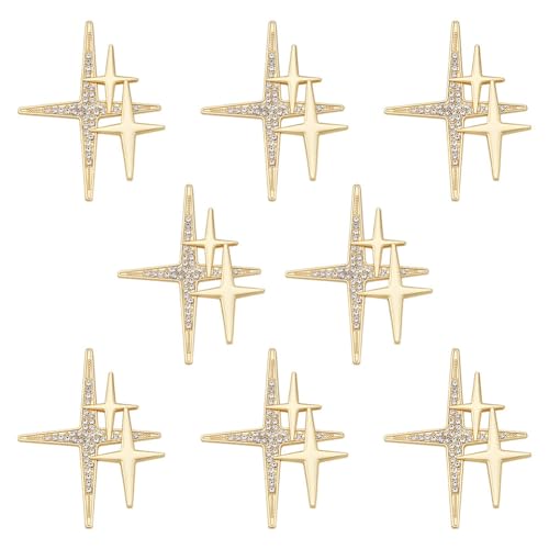 CRAFTYMELODY 8 Stück Kreuz Stern Brosche Goldene Anstecknadel 49x39mm Legierung Strass Glitzerstern Kleid Kleidungszubehör Für Damen Und Herren von CRAFTYMELODY
