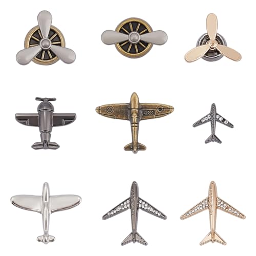 CRAFTYMELODY 9 Stück 9 Stil Flugzeug Anstecknadeln Legierung Propeller Flugzeug Flugzeug Flug Flieger Floral Broschen Pin Flugzeug Anstecknadeln Kostüm Zubehör von CRAFTYMELODY