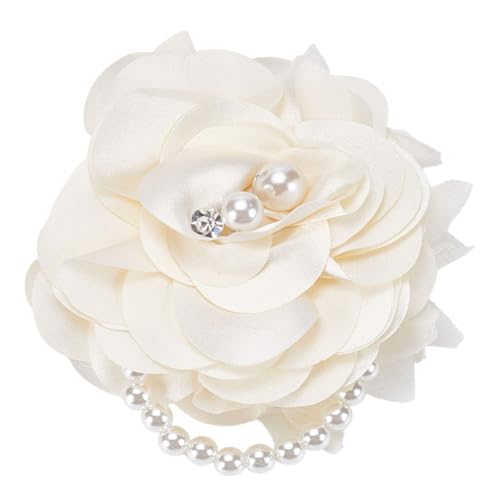 CRAFTYMELODY Elegante Pfingstrosen Blumenbrosche Zitronen Chiffon Polyester Blumenbroschen Blumenperlenbrosche Anstecknadeln Für Damen Kleidungszubehör von CRAFTYMELODY