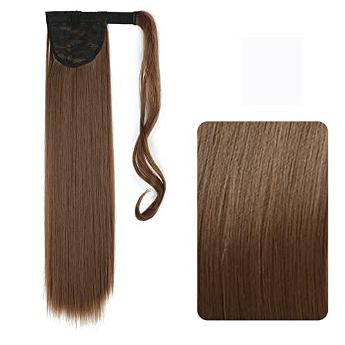 Pferdeschwanz-Verlängerung 22-32 Zoll synthetische Haarfaser Hitzebeständiges lockiges Haar mit Pferdeschwanz Kunsthaar Chip-in-Haarverlängerungen Pferdeschwanz Haarteil für Frauen (Color : 12, Size von CRAGCO