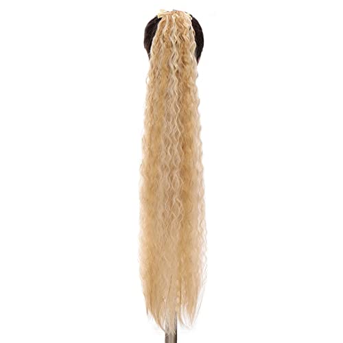 Pferdeschwanz-Verlängerung Synthetischer Pferdeschwanz for Damen, langes, gewelltes Haar, Clip-In-Pferdeschwanz, umwickelt, schwarzblonde, hitzebeständige Faser Haarteil für Frauen (Color : 105, Siz von CRAGCO