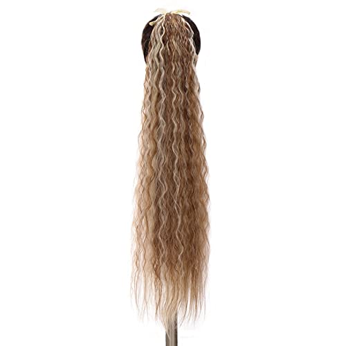 Pferdeschwanz-Verlängerung Synthetischer Pferdeschwanz for Damen, langes, gewelltes Haar, Clip-In-Pferdeschwanz, umwickelt, schwarzblonde, hitzebeständige Faser Haarteil für Frauen (Color : 108, Siz von CRAGCO