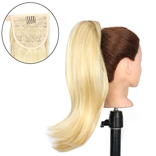 Pferdeschwanz-Verlängerung Synthetischer gerader Pferdeschwanz Wrap-Around-Clip in Haarverlängerungen aus Haar-Naturhaarteil-Faser schwarzblonder Pferdeschwanz Haarteil für Frauen (Color : #144) von CRAGCO