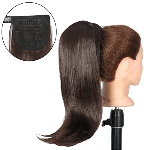 Pferdeschwanz-Verlängerung Synthetischer gerader Pferdeschwanz Wrap-Around-Clip in Haarverlängerungen aus Haar-Naturhaarteil-Faser schwarzblonder Pferdeschwanz Haarteil für Frauen (Color : 1B/27HL) von CRAGCO