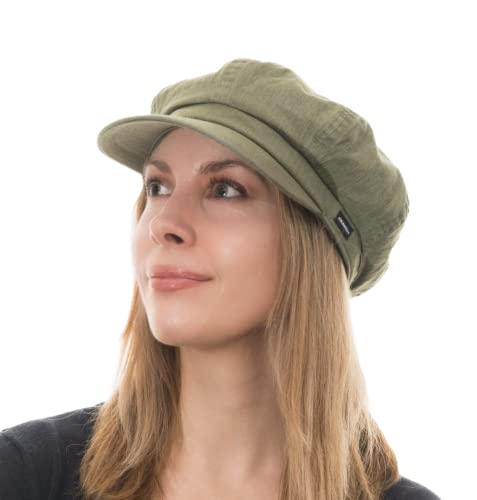 CRAGGI BAGS AND ACCESSORIES Baker Boy Cap Newsboy Mütze in Khaki Olive Washed Denim CRAGGI BAGS AND ACCESSORIES Baker Boy Cap Newsboy Mütze in Khaki Olive Washed Denim von CRAGGI BAGS AND ACCESSORIES