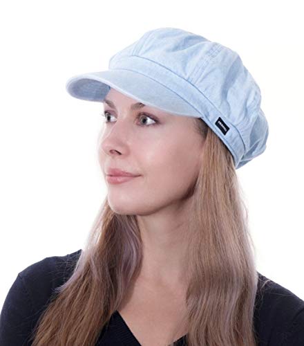 CRAGGI BAGS AND ACCESSORIES Damen Washed Denim Baker Boy Cap Verschluss, blau, Einheitsgröße von CRAGGI