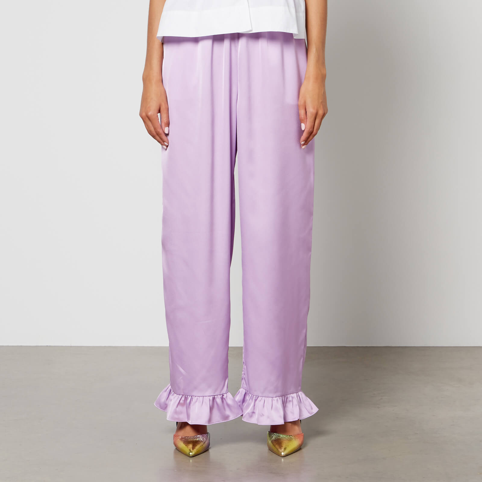 Crās Hunter Ruffle-Trimmed Satin Trousers - EU 36/UK 8 von Cras