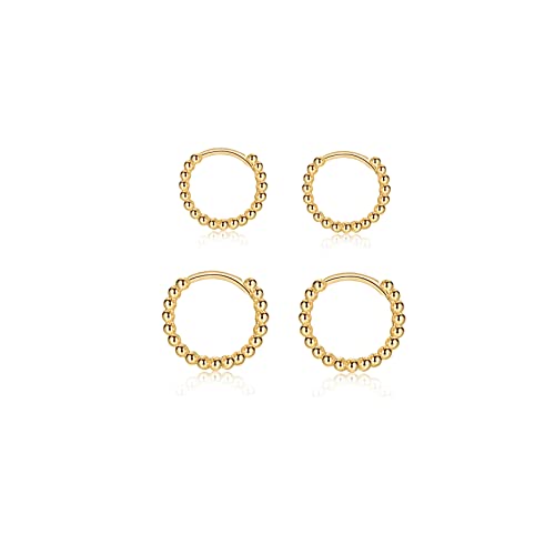 Creolen Gold Damen, 2 Paar Ohrringe Gold klein Creolen (8mm/10mm) für Damen Herren Mädchen von CRASLYMO