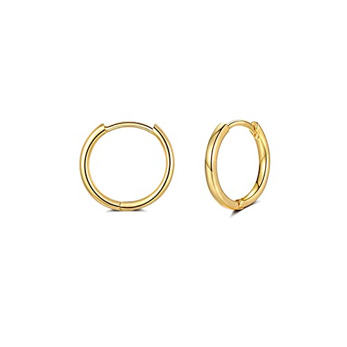 Creolen Gold Damen, Klein Ohrringe Gold Creolen (8mm,10mm,12mm) für Damen Herren Mädchen | Helix Gold Schlafen Ohrringe Creolen Knorpel Tragus von CRASLYMO